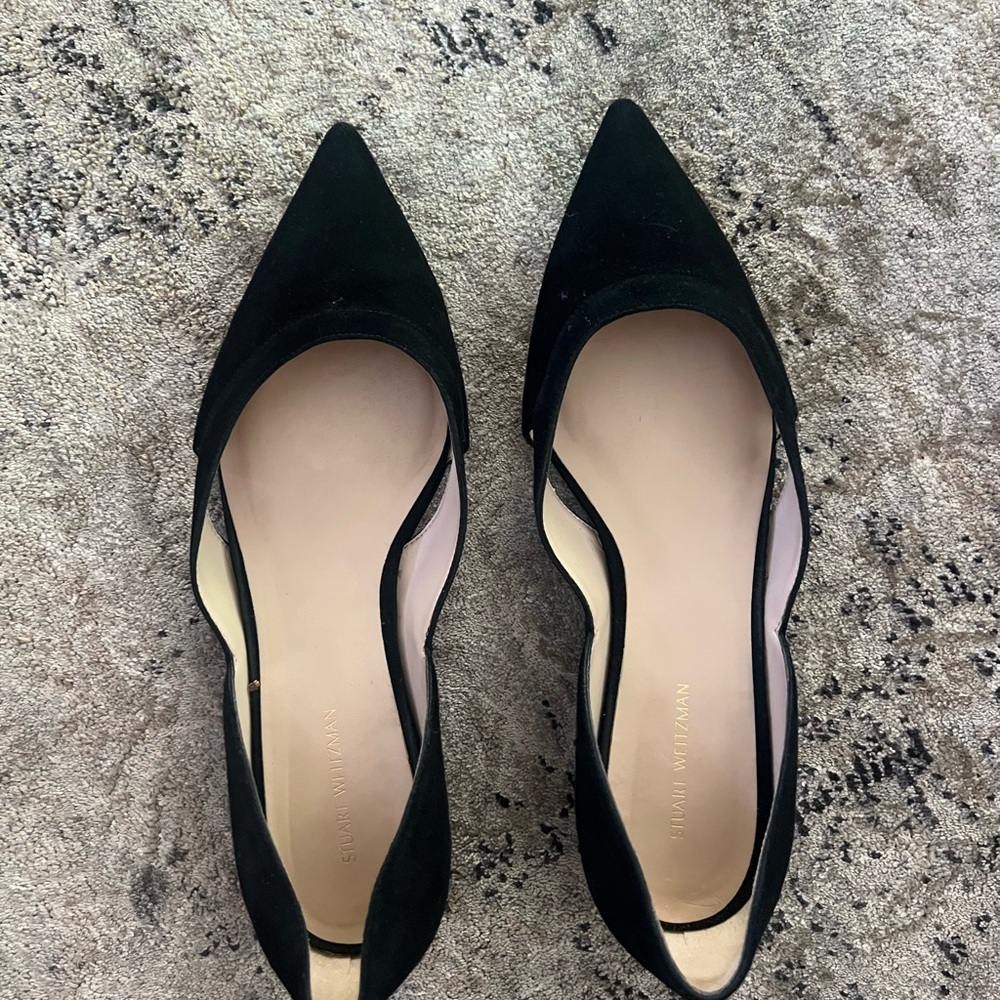Stuart Weitzman Black Pointed Flats